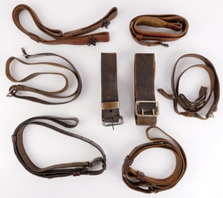 2 GUN BELTS & 6 RIFLE SLING LOT