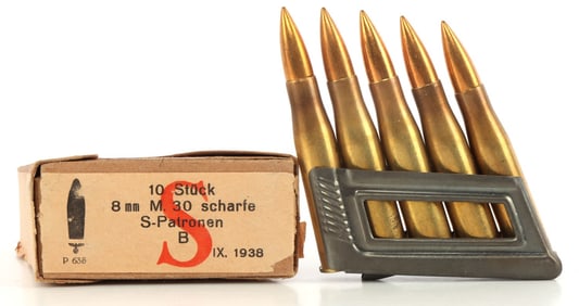 NEW OLD STOCK WWII GERMAN1938 8X56R AMMO
