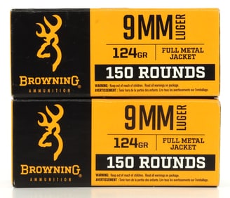 300 ROUNDS OF BROWNING 9MM 124 GRAIN AMMUNITION