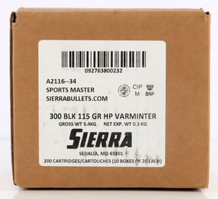 200 RDS .300 AAC BLACKOUT 115GR HP SIERRA AMMO