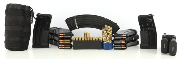 MIXED LOT 11 MAGS & 250 RDS AMMO 7.62X39 .45 ACP