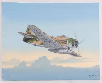 PAINTING OF A DOUGLAS A-1 SKYRAIDER RAY WADDEY