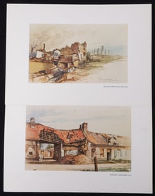LOT 2 WWII GERMAN REICH HITLER AQUARELLE PRINTS