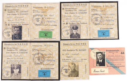 LOT OF 5 WWII GERMAN THIRD REICH AUSWEIS DOCUMENTS