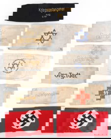 LOT OF 10 WWII GERMAN THIRD REICH ARMBANDS