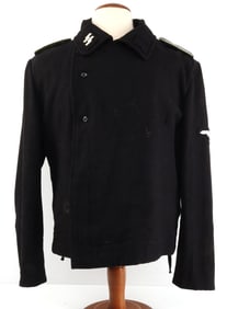 WWII GERMAN SS-VT PANZER WRAPPER BLACK WOOL TUNIC