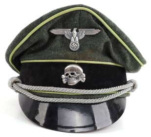 WWII GERMAN THIRD REICH SS OFFICER VISOR CAP