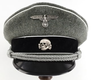WWII GERMAN WAFFEN SS OFFICERS VISOR CAP
