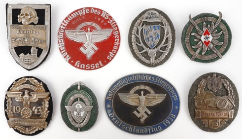WWII GERMAN THIRD REICH SHIELDS & PLAQUES LOT OF 8