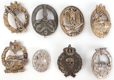 WWII GERMAN THIRD REICH WEHRMACHT BADGES LOT OF 8