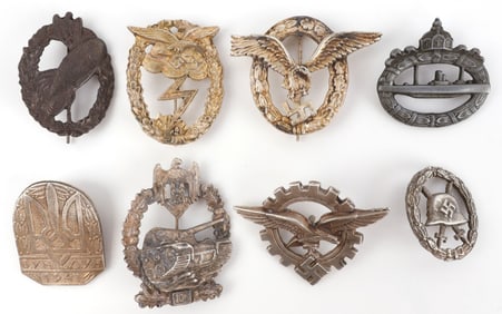 WWII GERMAN THIRD REICH WEHRMACHT BADGES LOT OF 8