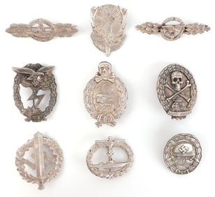WWII GERMAN THIRD REICH WEHRMACHT BADGES LOT OF 9