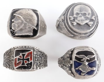 WWII GERMAN THIRD REICH SILVER RINGS LOT OF 4