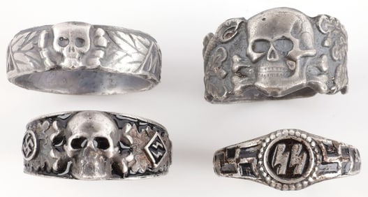 WWII GERMAN THIRD REICH SILVER RINGS LOT OF 4
