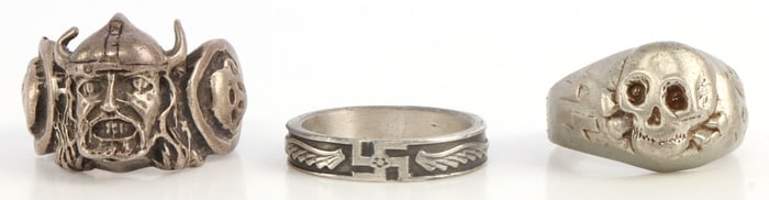 WWII GERMAN REICH RING LOT OF 3 SS WIKING