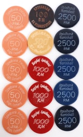 WWII GERMAN THIRD REICH 15 ASSORTED POKER CHIPS