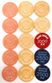 WWII GERMAN THIRD REICH 15 ASSORTED POKER CHIPS