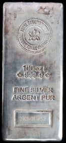 100 TROY OUNCE 999 FINE SILVER BULLION BAR