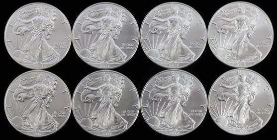 LOT 8 2017 1 OZT OUNCE SILVER AMERICAN EAGLE COINS