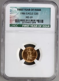 1986 FIRST YEAR ISSUE GOLD 1/10 OZT AMERICAN EAGLE