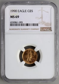 1990 GOLD 1/10 OZT AMERICAN EAGLE COIN NGC MS 69