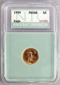 1999 GOLD 1/10 OZT AMERICAN EAGLE NTC MS68 COIN