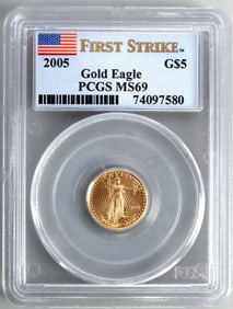 2005 GOLD 1/10 OZT AMERICAN EAGLE PCGS MS69