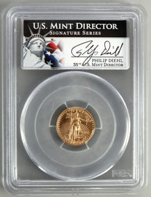 MINT DIRECTOR SIGNED 2013 GOLD 1/10 OZT EAGLE MS70
