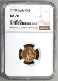2018 GOLD 1/10 OZT AMERICAN EAGLE COIN NGC MS 70