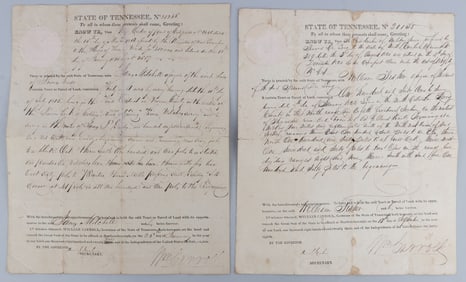 LOT 2 TENNESSEE GOVERNOR CARROLL SIGNED LAND GRANT
