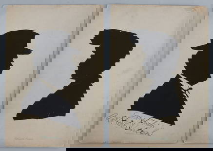 PAIR OF 1903 DATED ST. LOUIS SILHOUETTE DRAWINGS: Each dated 1903 on reverse. The drawing of a man is named. Counselman is the maker. Each is 4.5 X 6.25 inches.