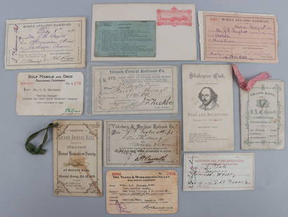 11 PC LOT RAILROAD PASS VICKSBURG MERIDIAN MOBILE: Lot of ELEVEN (11) pieces In all, Railroad passes include Mobile & Ohio, Vicksburg & Meridian, Honolulu Stamp cover, Southern Railroad assoc., Yazoo & Mississippi Valley and more. This lot has a