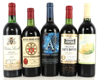 1982 CHATEAU LASSALLE WINE & 4 OTHER BOTTLES