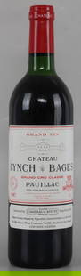 1987 CHATEAU LYNC BAGES PAULLAC WINE: Ullage above shoulder, always properly stored, no leakage, from long time private collection. Sold as is. This lot has a reserve.