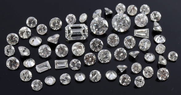 5.56 CTW RECLAIMED LARGE DIAMONDS MELEE: Largest stone is approximately .53 carat. Color ranges from F-O, clarity from VS1-I2. All reclaimed from jewelry and electronically tested.. This lot has a reserve.