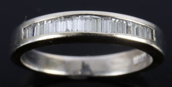 14K WHITE GOLD DIAMOND BAGUETTE BAND RING SZ 5.75