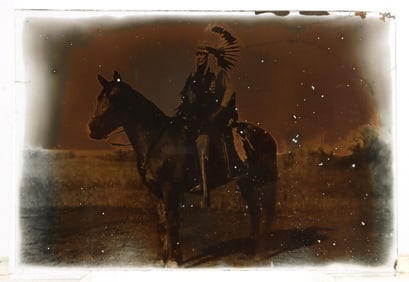 ANTIQUE GLASS AMBROTYPE OF PLAINS INDIAN CHIEF