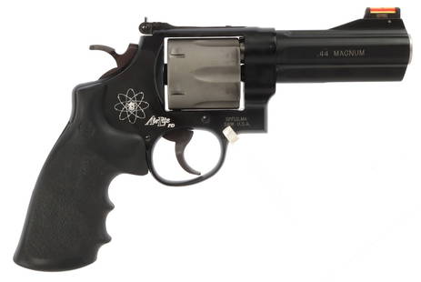 S&W AIRLITE PD .44 MAGNUM DOUBLE ACTION REVOLVER: Smith & Wesson Airlite PD double-action revolver. 4.2-inch barrel. Capacity 6 rounds. Adjustable rear and front fiber optic sights. One-piece rubber grip. Remarkably light for a full size revolver,