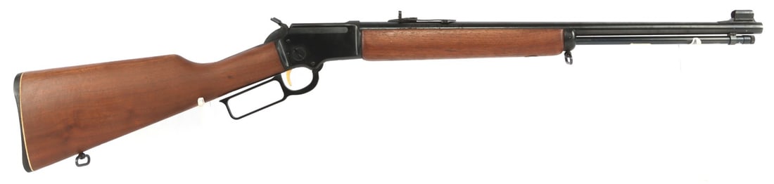 MARLIN GOLDEN 39M MOUNTIE .22 LEVER ACTION RIFLE: 1981 Marlin Original Golden 39M (Mountie) lever action .22 rimfire rifle. 20-inch barrel. Left barrel flat has JM stamp. American walnut stock. Includes original packaging, scope rail and manual.
