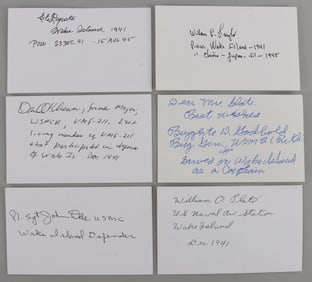 LOT OF 6 WWII US WAKE ISLAND DEFENDERS SIGNATURES