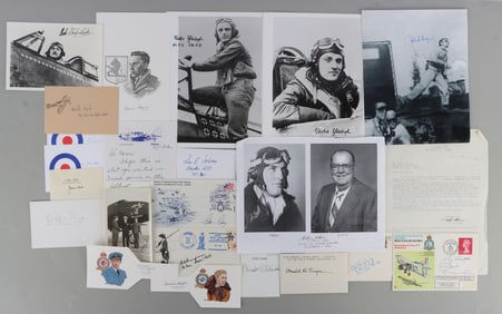 LOT OF 24 WWII ALLIED AVIATOR SIGNATURES
