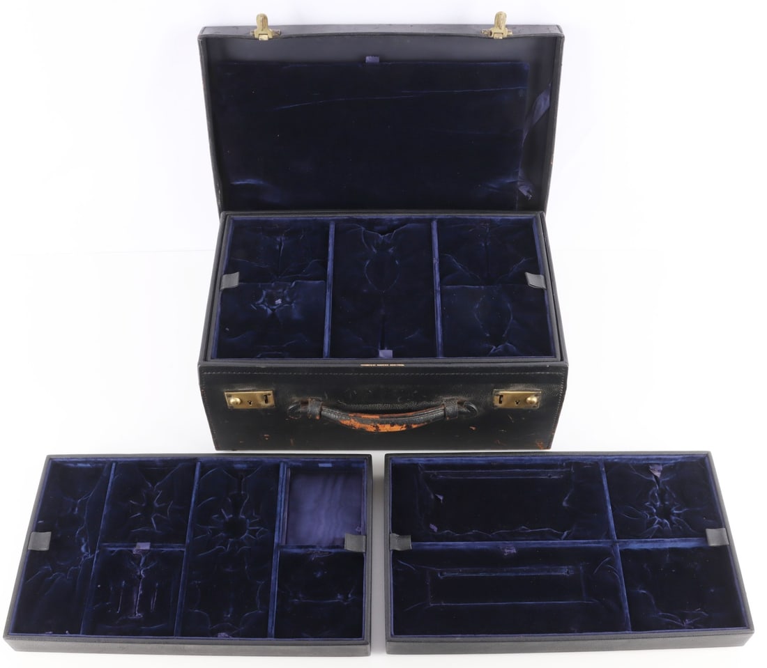 WWII TIFFANY & CO MEDAL & ORDER CARRYING CASE: The top is stamped A.P.N. , U.S. Navy. It has been suggested that this possibly is a salesman case, as is seems every known medal or order is represented. Tiffany & Co. New-York stamped inside. Measur