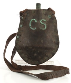 US CIVIL WAR CONFEDERATE LEATHER CANTEEN FLASK
