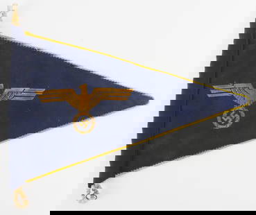 WWII GERMAN KRIEGSMARINE NAVAL PENNANT FLAG: Non-fluorescing. 13.5 inches. Double-sided.