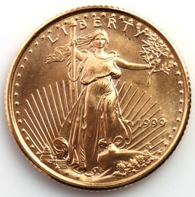 1999 GOLD 1/10 OZT OUNCE AMERICAN EAGLE BU COIN
