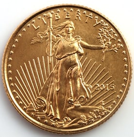 2015 GOLD 1/10 OZT OUNCE AMERICAN EAGLE BU COIN
