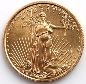 2016 GOLD 1/10 OZT OUNCE AMERICAN EAGLE BU COIN