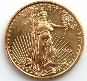 2016 GOLD 1/10 OZT OUNCE AMERICAN EAGLE BU COIN