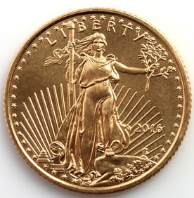 2016 GOLD 1/10 OZT OUNCE AMERICAN EAGLE BU COIN