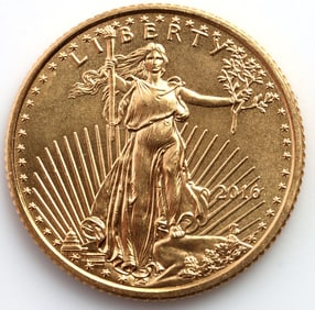 2016 GOLD 1/10 OZT OUNCE AMERICAN EAGLE BU COIN
